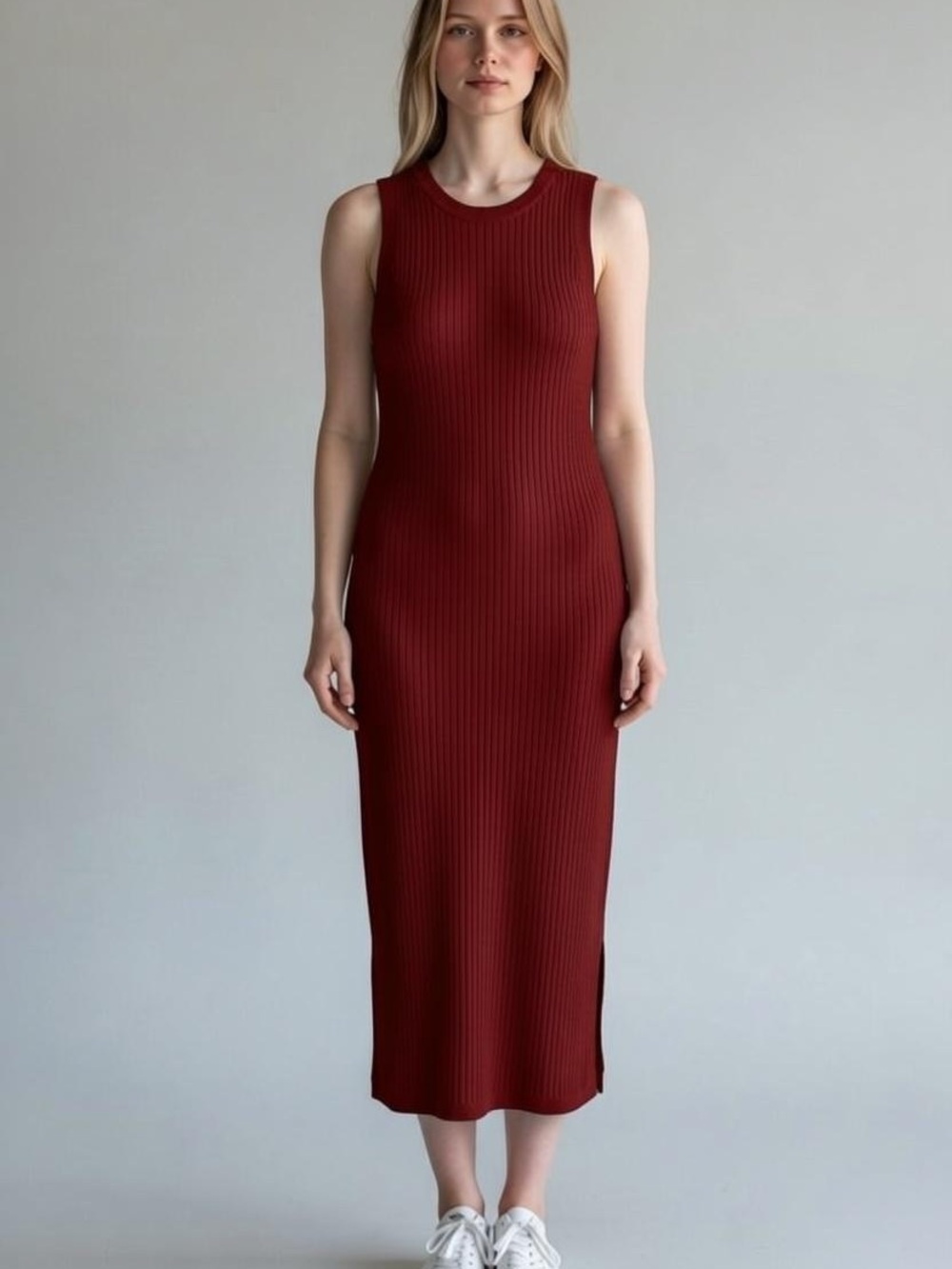 NWT Banana Republic ribbed midi dress red large